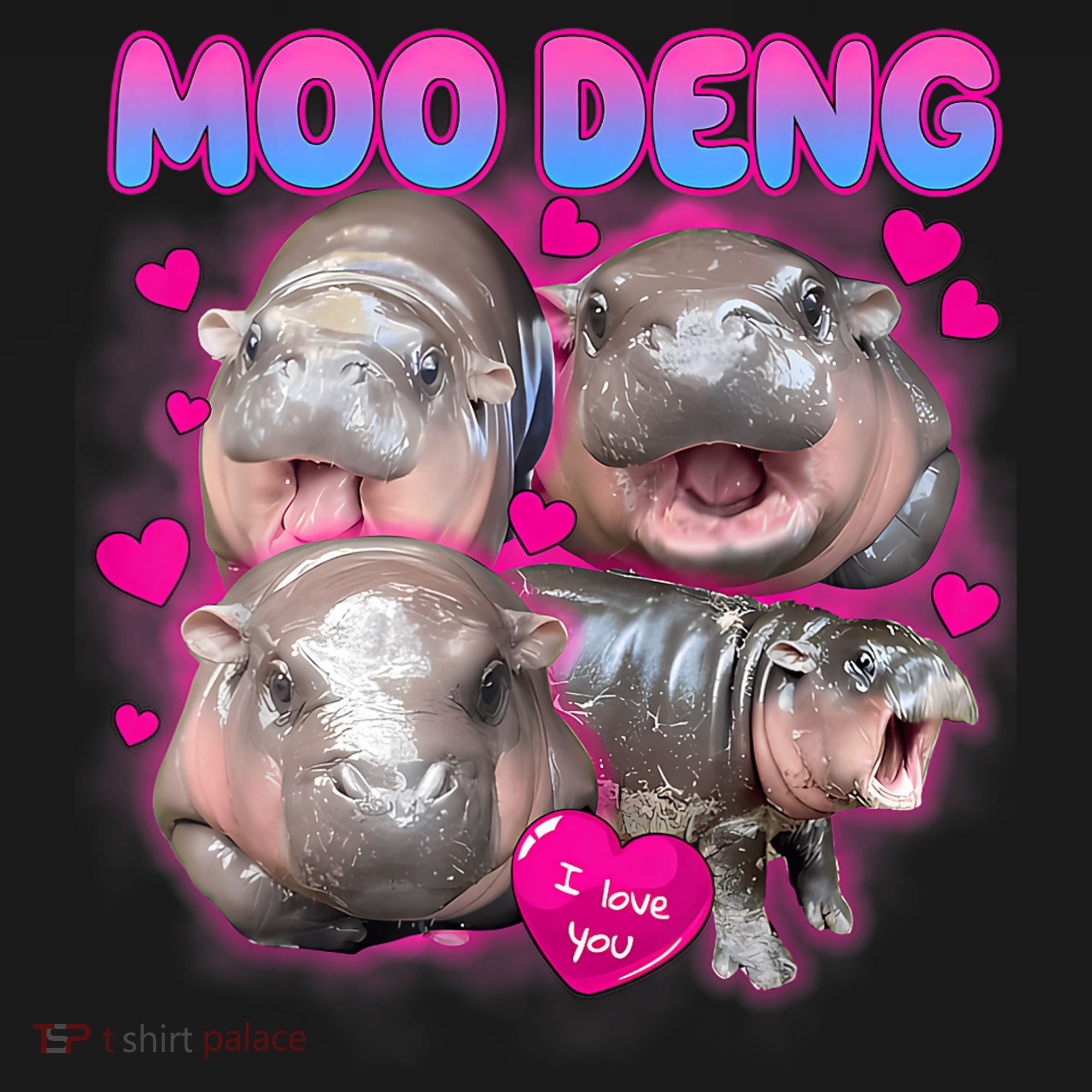 Love Moo Deng Funny Cute Hippo Meme Tote Bag