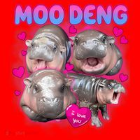 Love Moo Deng Funny Cute Hippo Meme Santa Hat thumb 1