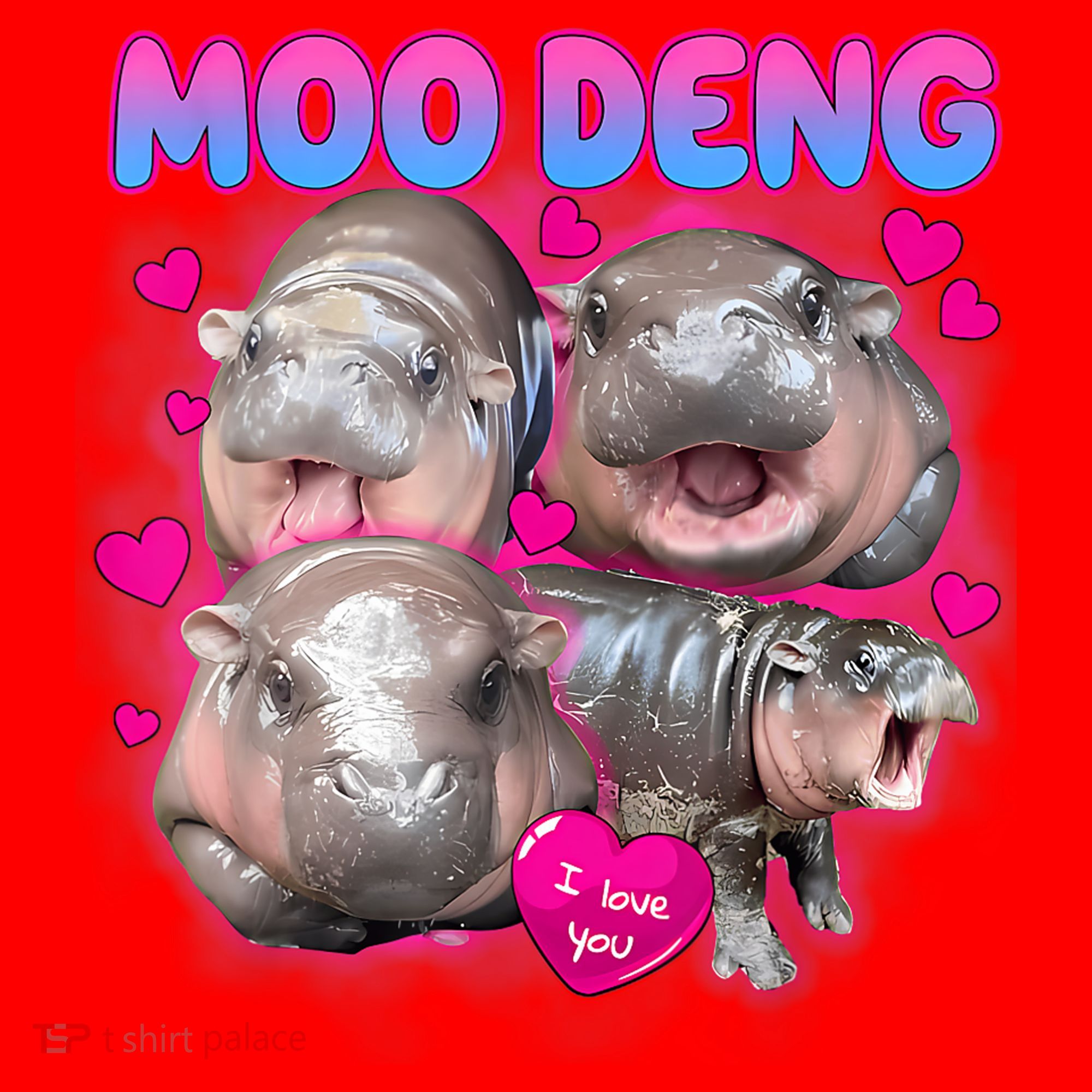 Love Moo Deng Funny Cute Hippo Meme Santa Hat