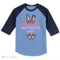 Little Miss Eggstremly Cute Easter Bunny Raglan Baseball Sleeve Shirt thumb 0