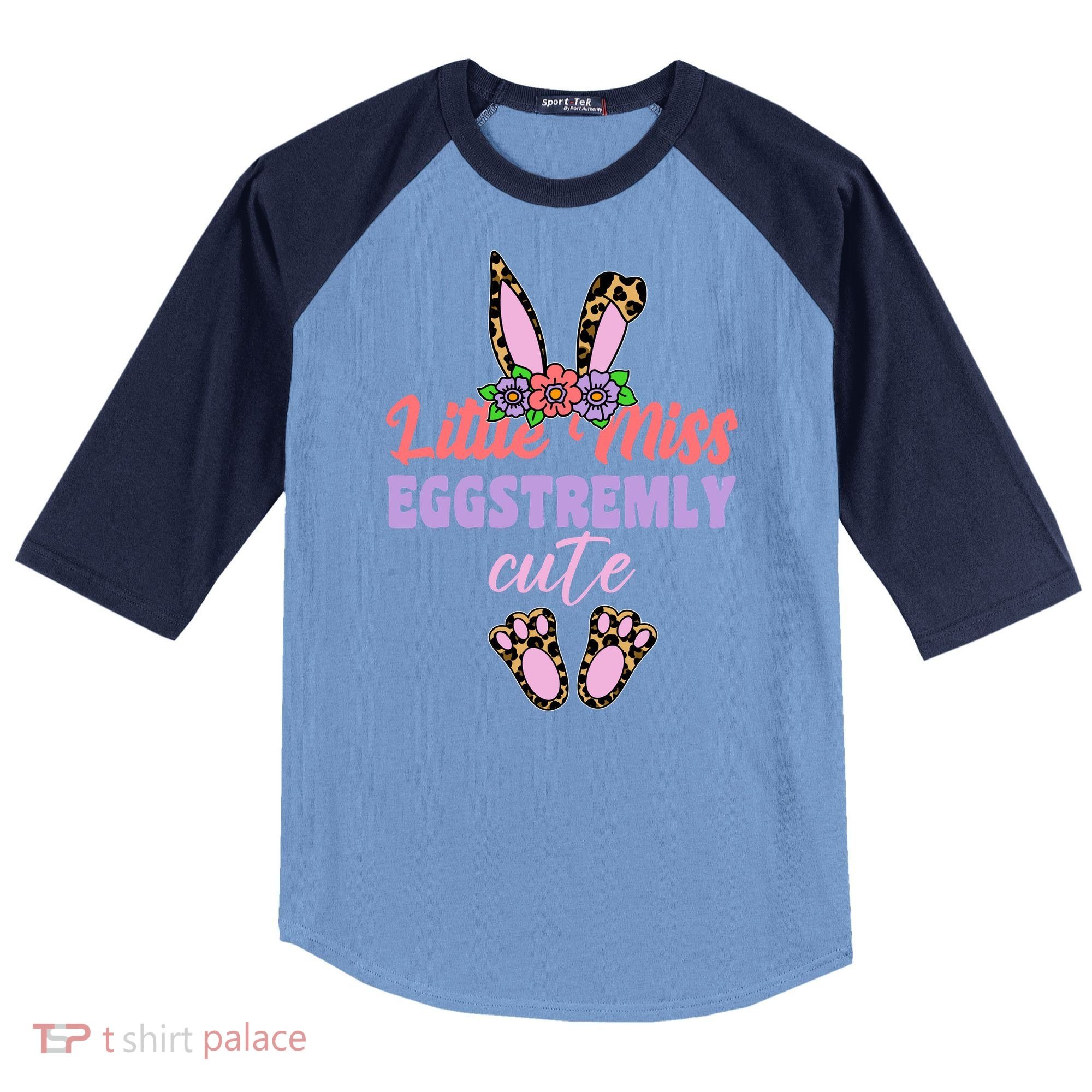 Little Miss Eggstremly Cute Easter Bunny Raglan Baseball Sleeve Shirt