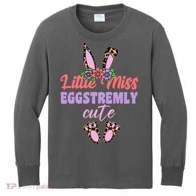 Little Miss Eggstremly Cute Easter Bunny Kids Long Sleeve Shirt