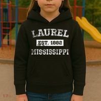 Laurel Mississippi Est. 1882 Distressed Kids Hoodie thumb 3