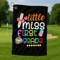 Little Miss First Grade Back To School Golf Towel thumb 1