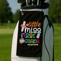 Little Miss First Grade Back To School Golf Towel thumb 2
