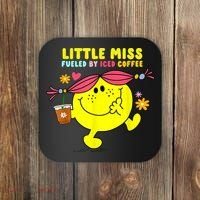 Little Miss Fueled By Iced Coffee Funny Coffee Drinking Coaster thumb 0