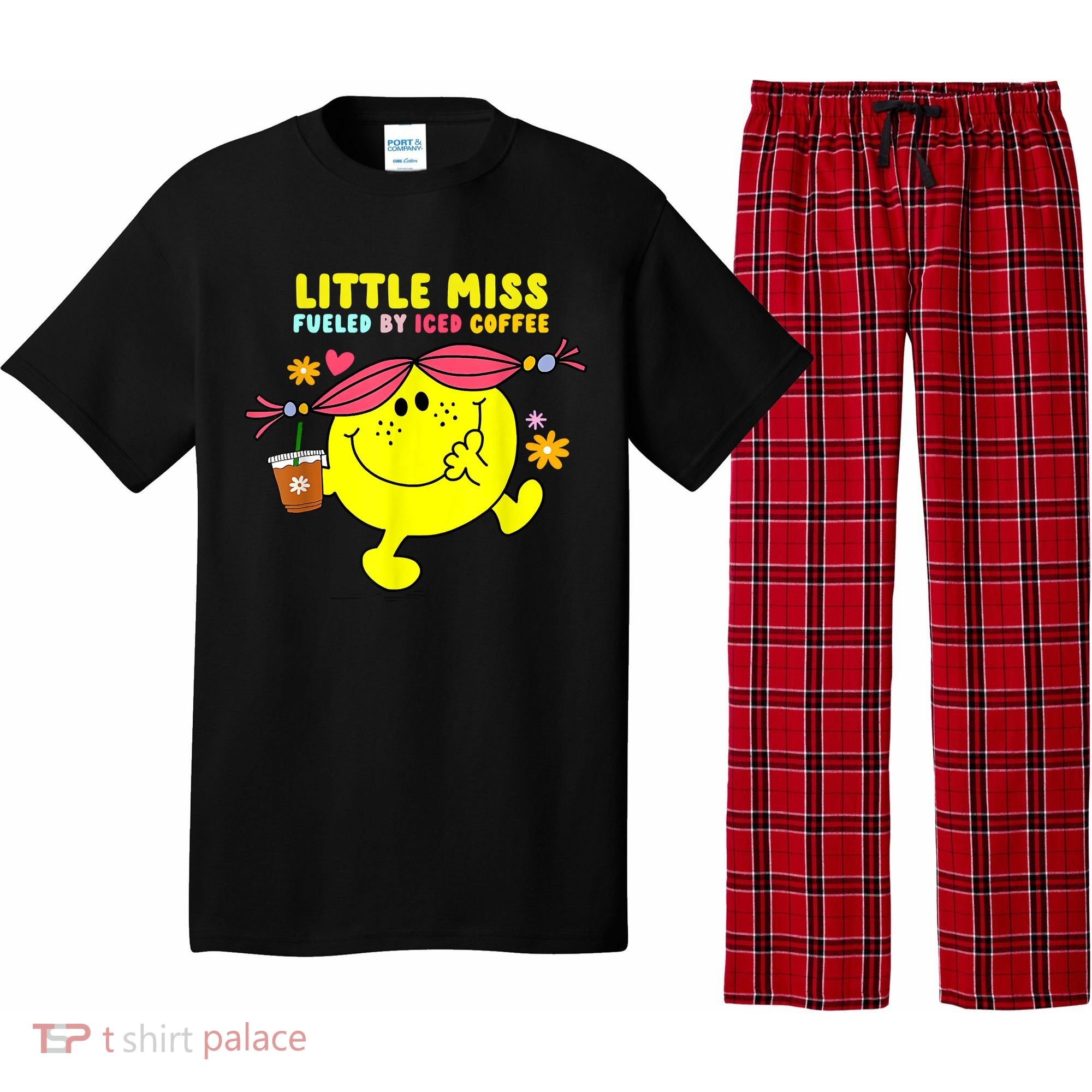 Little Miss Fueled By Iced Coffee Funny Coffee Drinking Pajama Set