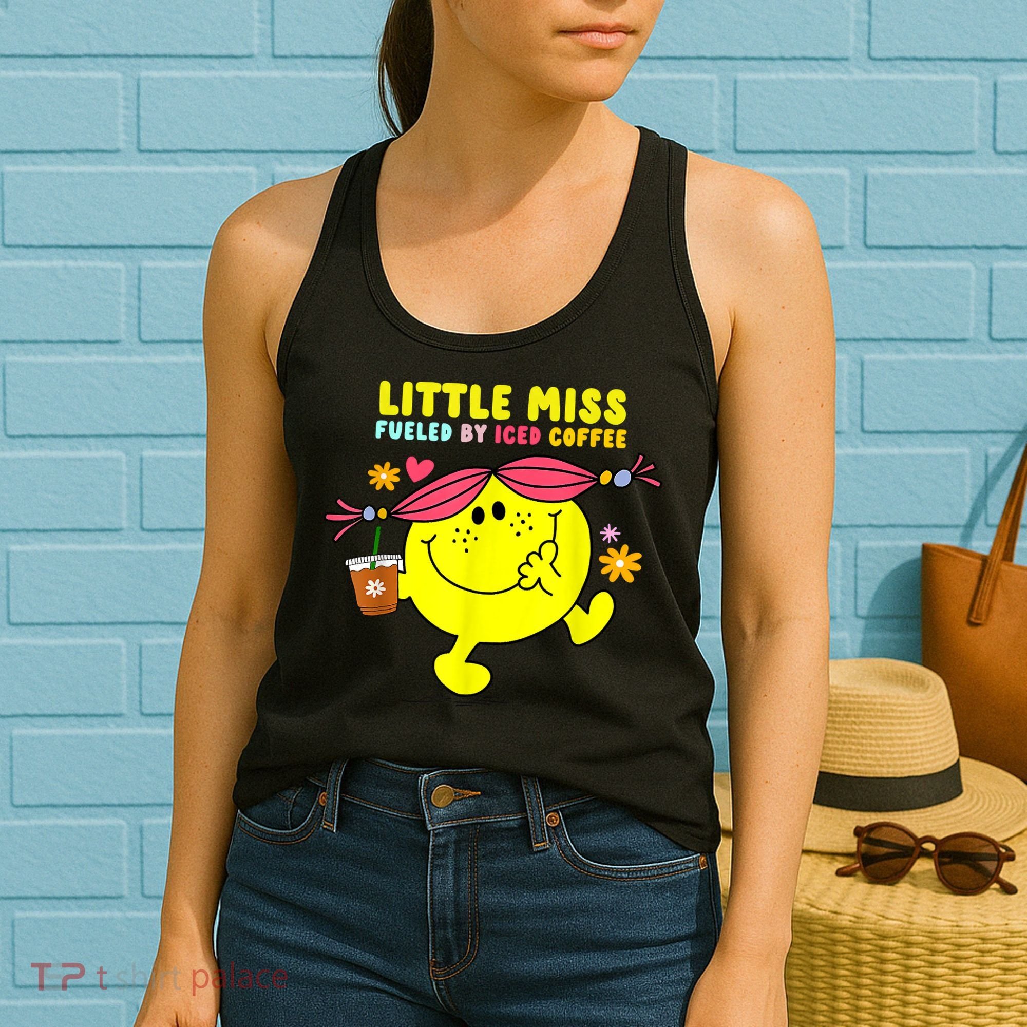 Little Miss Fueled By Iced Coffee Funny Coffee Drinking Women's Tank Top