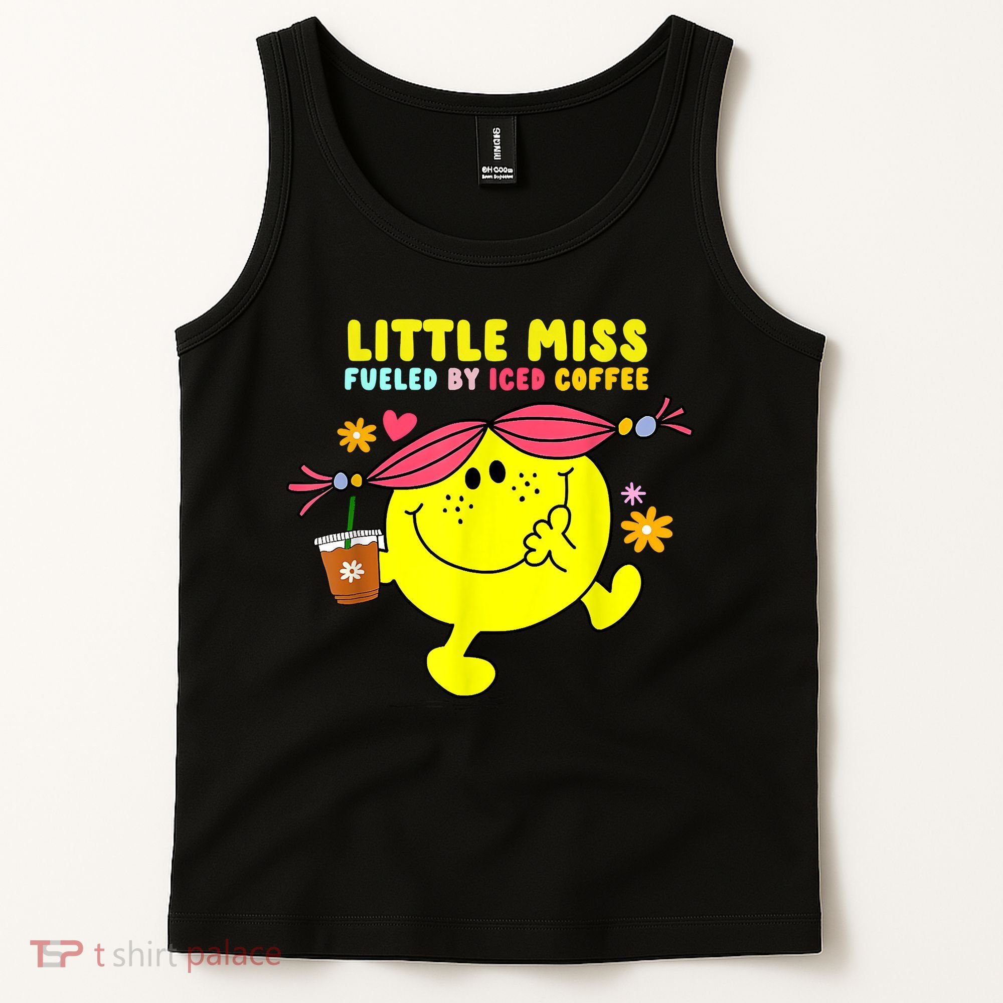 Little Miss Fueled By Iced Coffee Funny Coffee Drinking Tank Top
