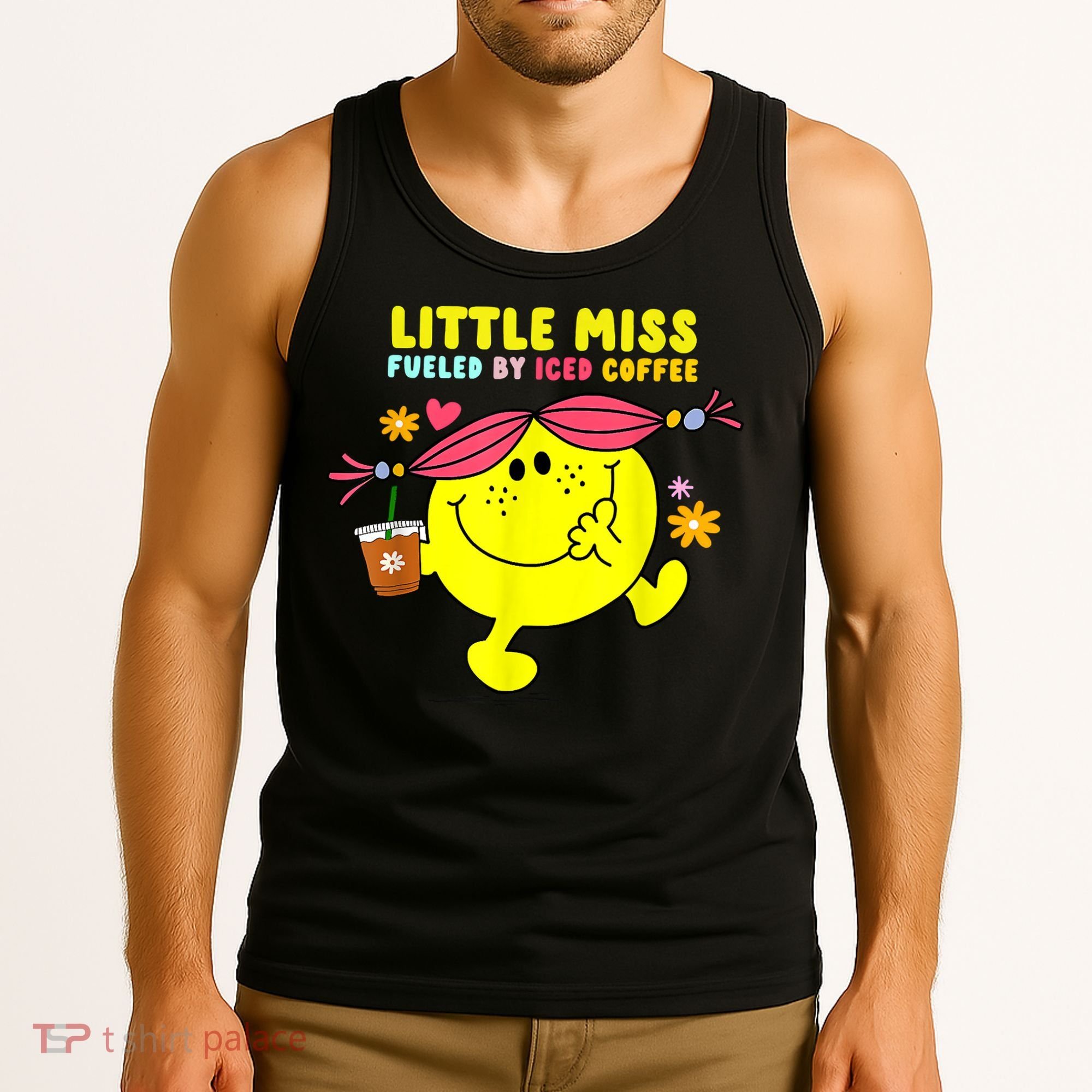 Little Miss Fueled By Iced Coffee Funny Coffee Drinking Tank Top