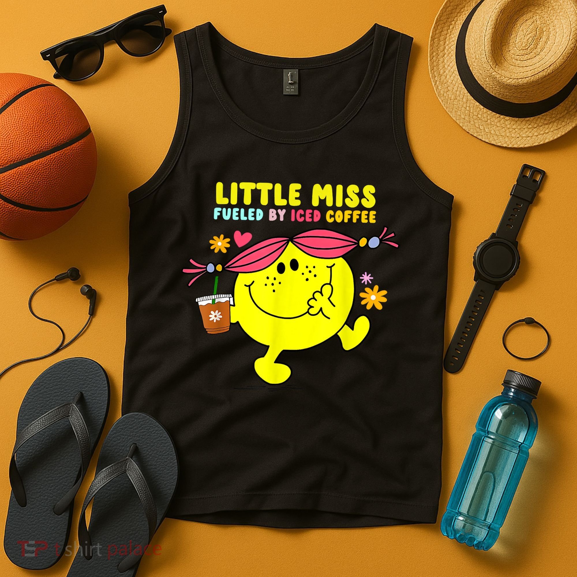 Little Miss Fueled By Iced Coffee Funny Coffee Drinking Tank Top