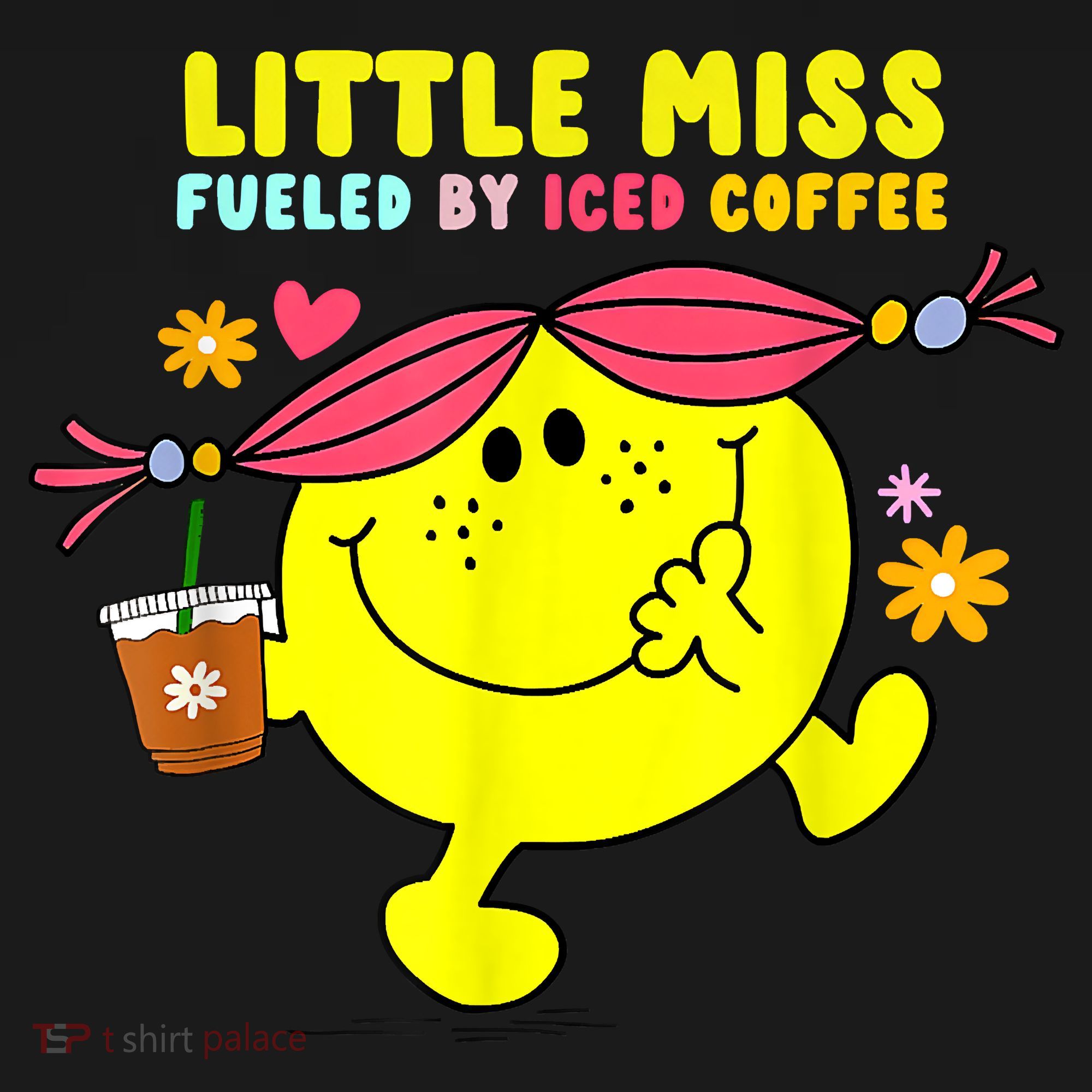 Little Miss Fueled By Iced Coffee Funny Coffee Drinking Women's Long Sleeve Shirt
