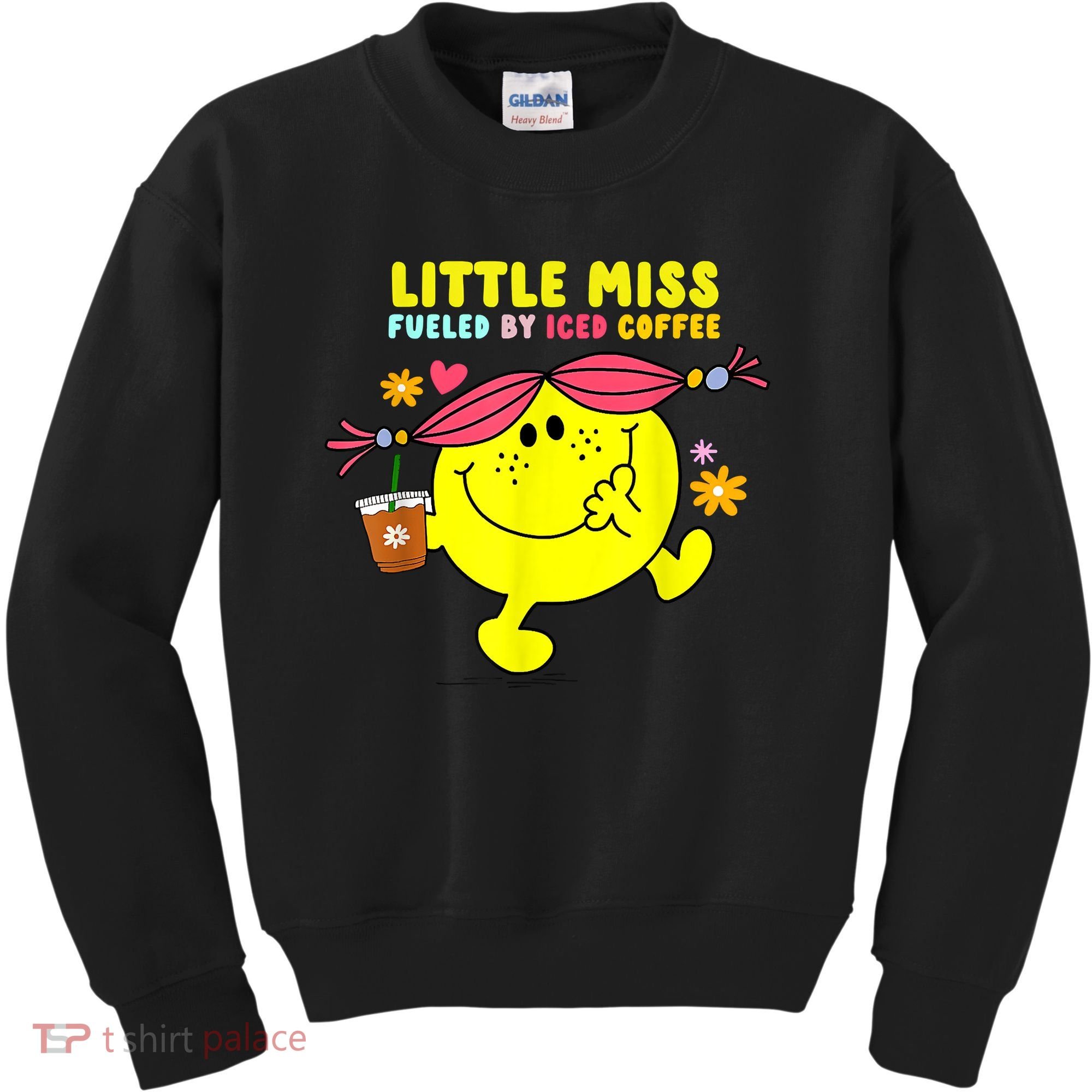 Little Miss Fueled By Iced Coffee Funny Coffee Drinking Kids Sweatshirt