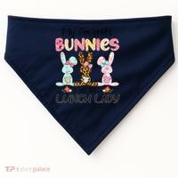 Leopard My Favorite Bunnies Call Me Lunch Lady Easter Day USA-Made Doggie Bandana thumb 0