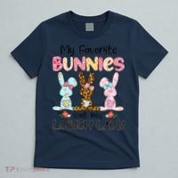 Leopard My Favorite Bunnies Call Me Lunch Lady Easter Day T-Shirt thumb 5