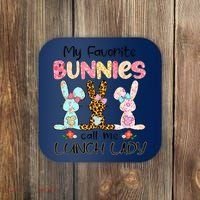 Leopard My Favorite Bunnies Call Me Lunch Lady Easter Day Coaster thumb 0