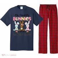 Leopard My Favorite Bunnies Call Me Lunch Lady Easter Day Pajama Set thumb 0