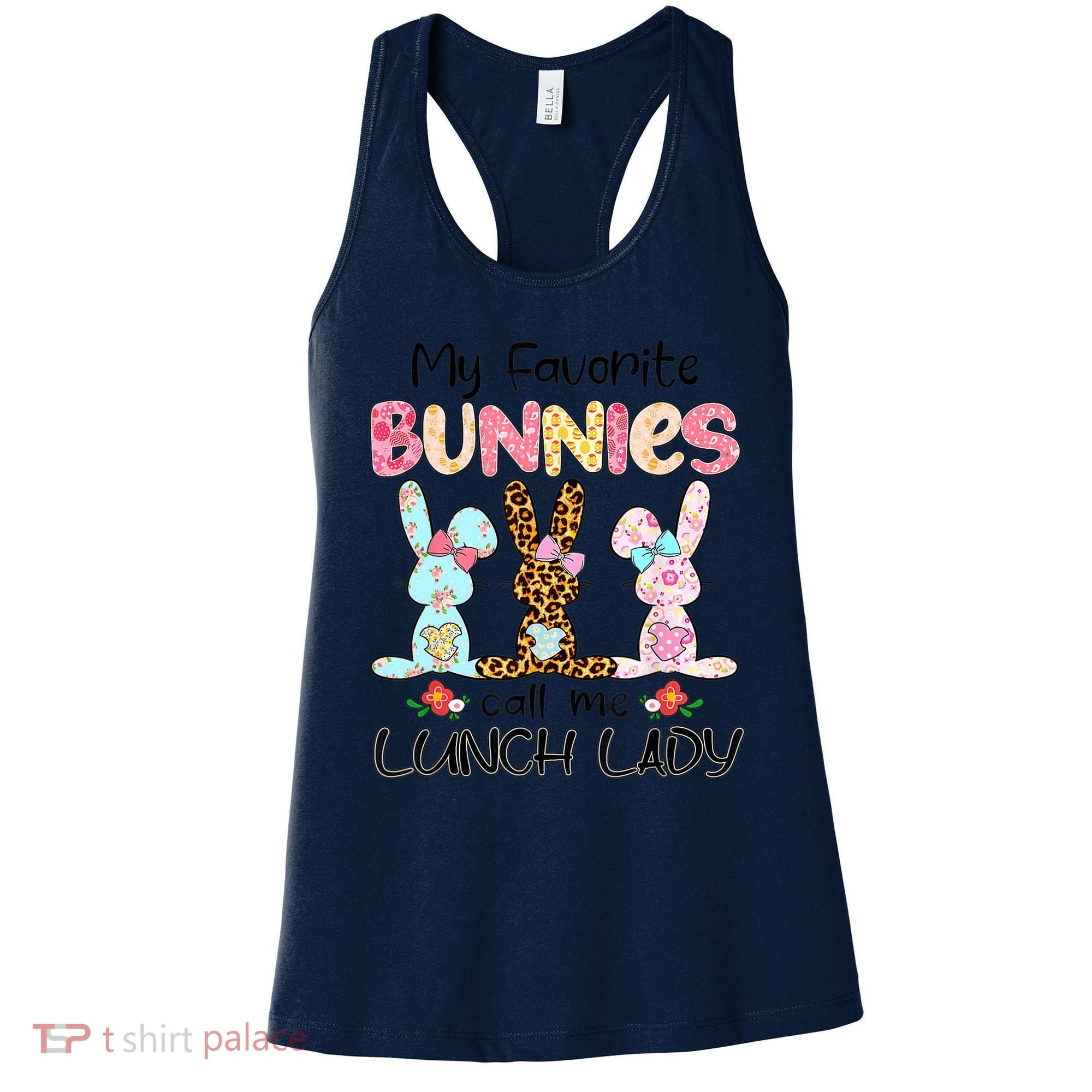 Leopard My Favorite Bunnies Call Me Lunch Lady Easter Day Women's Tank Top