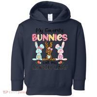 Leopard My Favorite Bunnies Call Me Lunch Lady Easter Day Toddler Hoodie thumb 0