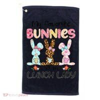 Leopard My Favorite Bunnies Call Me Lunch Lady Easter Day Golf Towel thumb 0