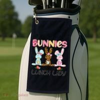 Leopard My Favorite Bunnies Call Me Lunch Lady Easter Day Golf Towel thumb 2