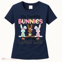 Leopard My Favorite Bunnies Call Me Lunch Lady Easter Day Women's T-Shirt thumb 0