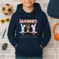 Leopard My Favorite Bunnies Call Me Lunch Lady Easter Day Kids Hoodie thumb 2