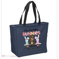 Leopard My Favorite Bunnies Call Me Lunch Lady Easter Day Tote Bag thumb 2
