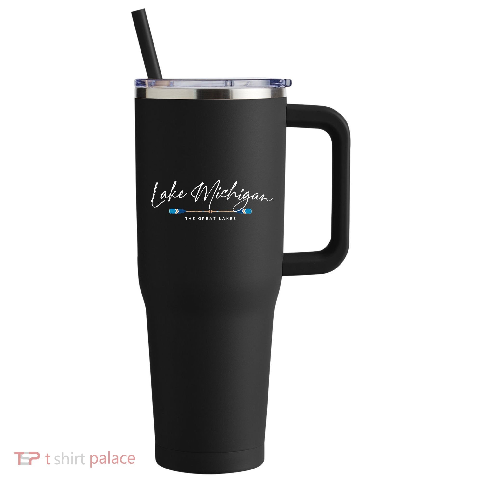 Lake Michigan Great Lakes Oars Graphic 40oz Vacuum Insulated Stainless Steel Travel Tumbler