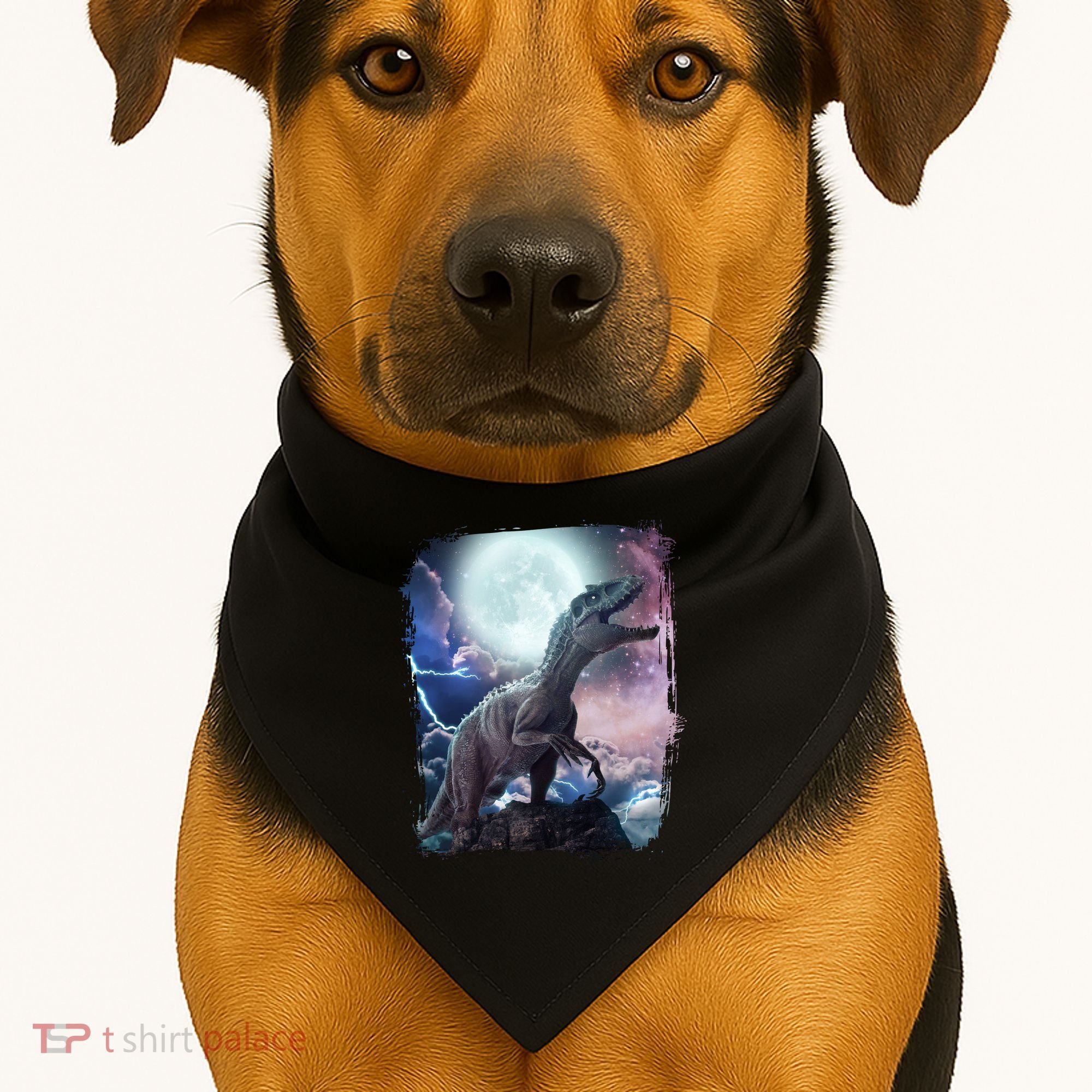 Lightning Moon Galaxy Trex Dinosaur USA-Made Doggie Bandana