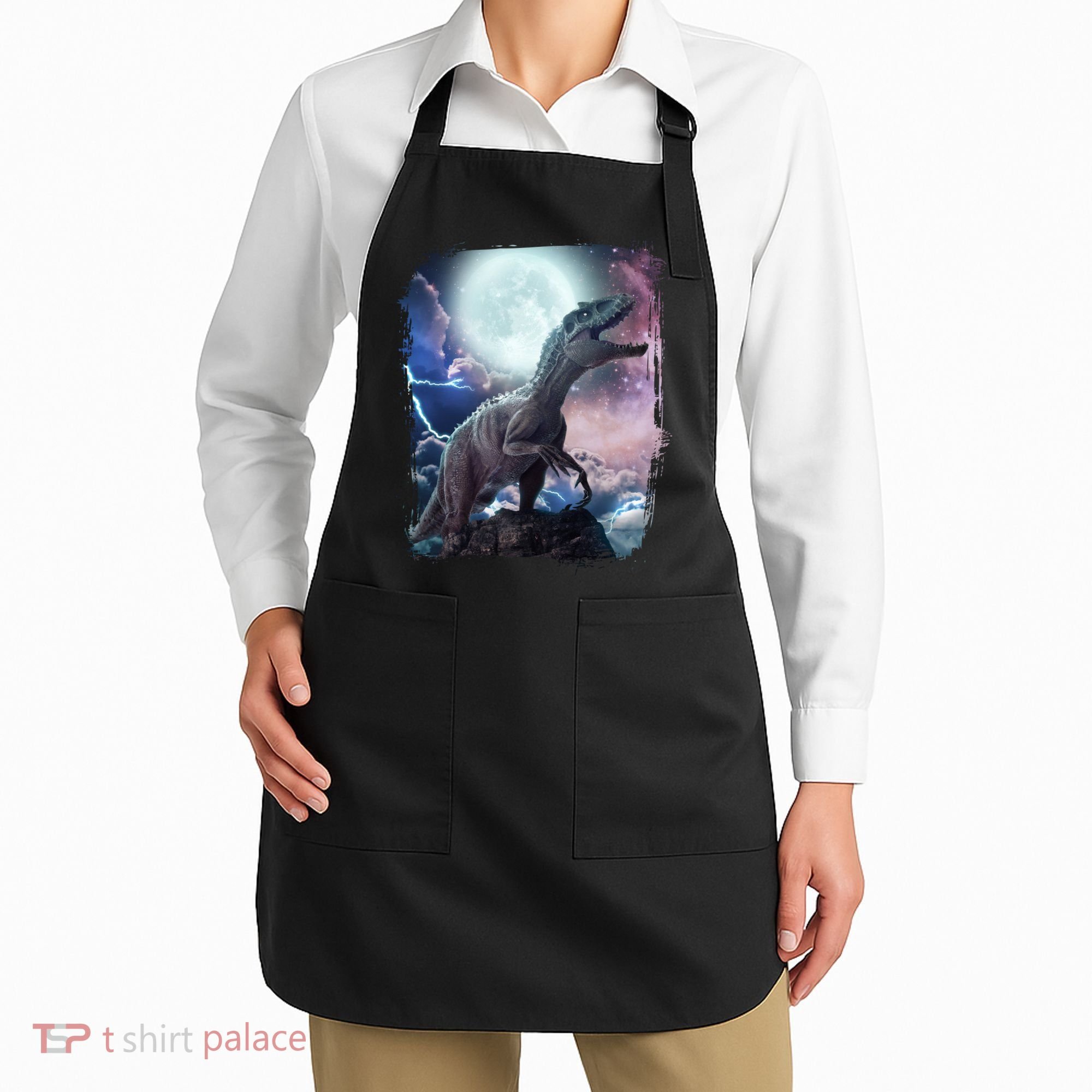 Lightning Moon Galaxy Trex Dinosaur Apron