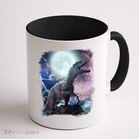 Lightning Moon Galaxy Trex Dinosaur Coffee Mug thumb 1