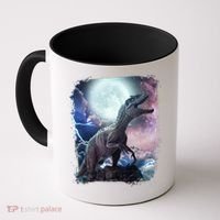 Lightning Moon Galaxy Trex Dinosaur Coffee Mug thumb 0
