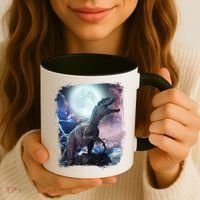 Lightning Moon Galaxy Trex Dinosaur Coffee Mug thumb 3