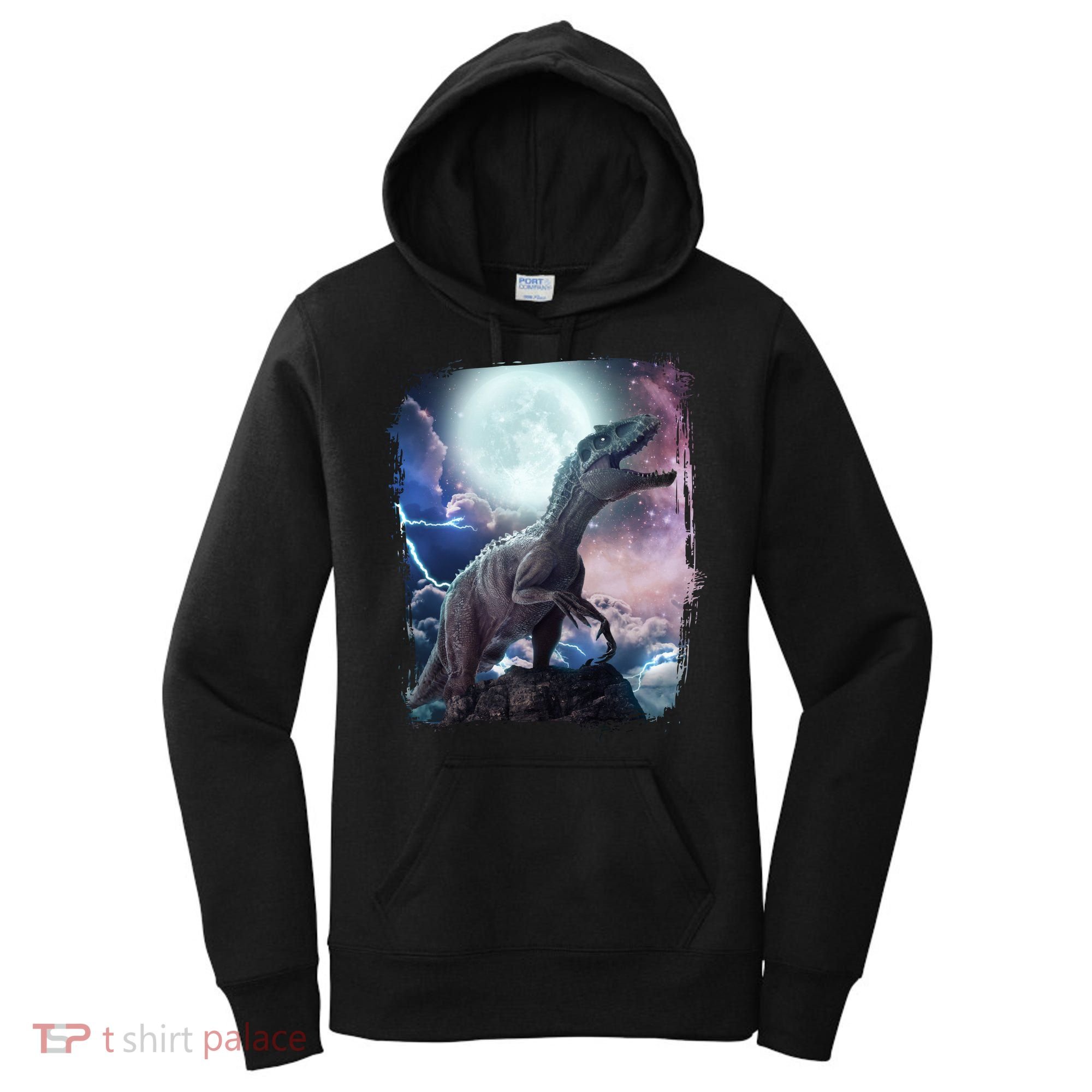 Lightning Moon Galaxy Trex Dinosaur Women's Hoodie