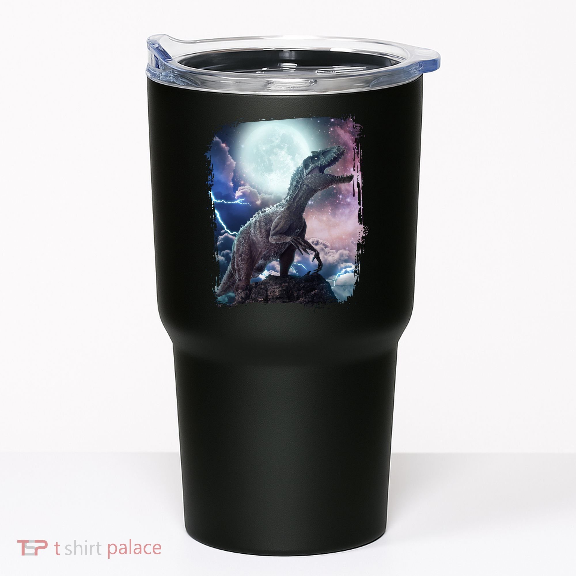 Lightning Moon Galaxy Trex Dinosaur Tumbler
