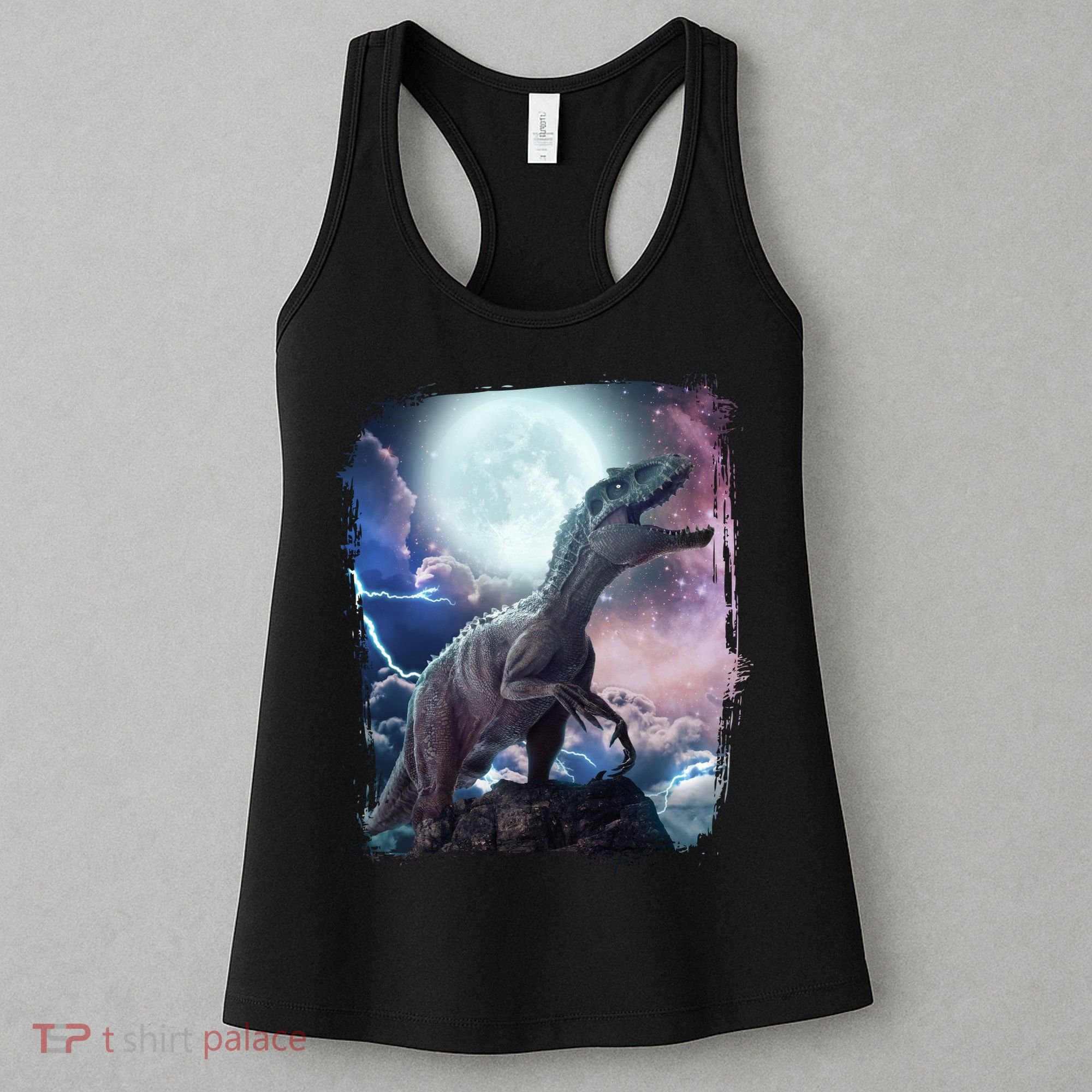 Lightning Moon Galaxy Trex Dinosaur Women's Tank Top