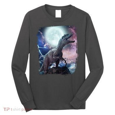 Lightning Moon Galaxy Trex Dinosaur Long Sleeve Shirt