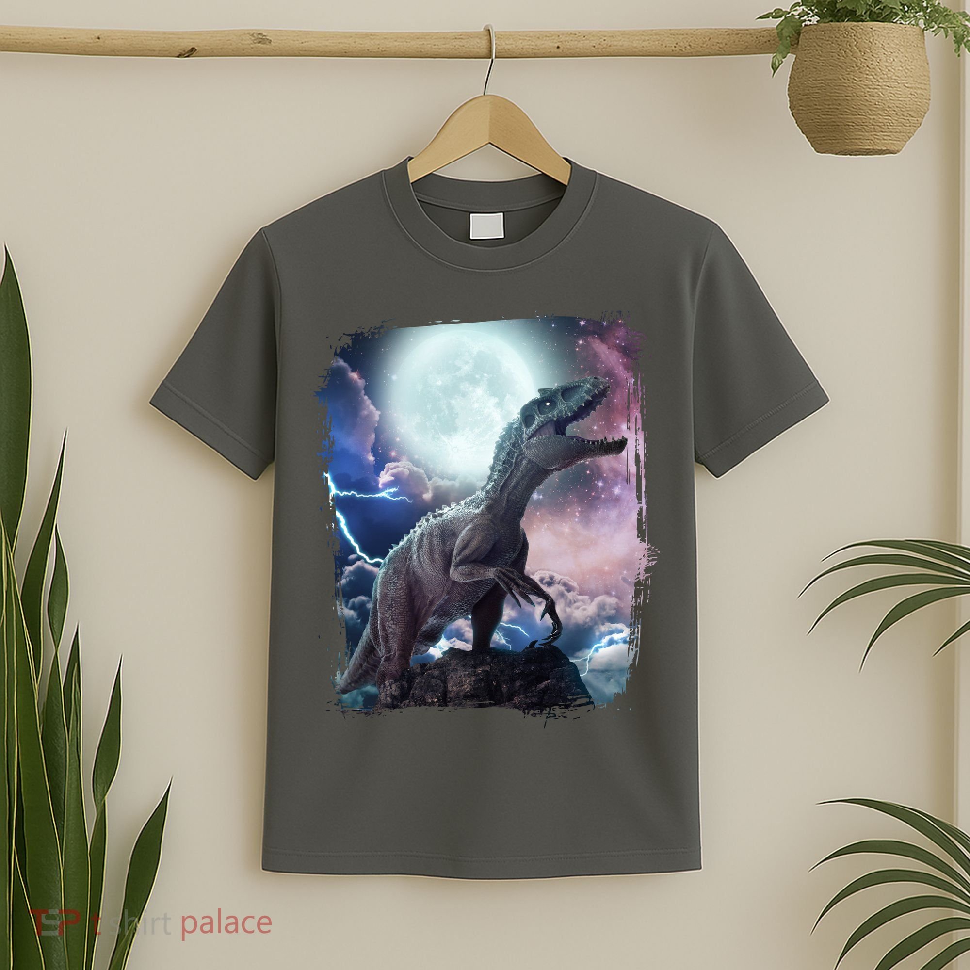 Lightning Moon Galaxy Trex Dinosaur T-Shirt