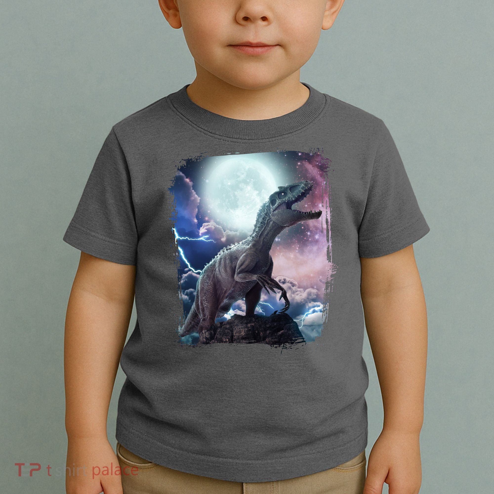 Lightning Moon Galaxy Trex Dinosaur Toddler T-Shirt