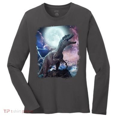 Lightning Moon Galaxy Trex Dinosaur Women's Long Sleeve Shirt