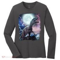 Lightning Moon Galaxy Trex Dinosaur Women's Long Sleeve Shirt thumb 0