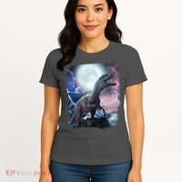 Lightning Moon Galaxy Trex Dinosaur Women's T-Shirt thumb 4