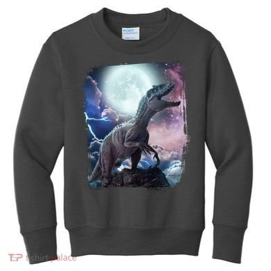 Lightning Moon Galaxy Trex Dinosaur Kids Sweatshirt