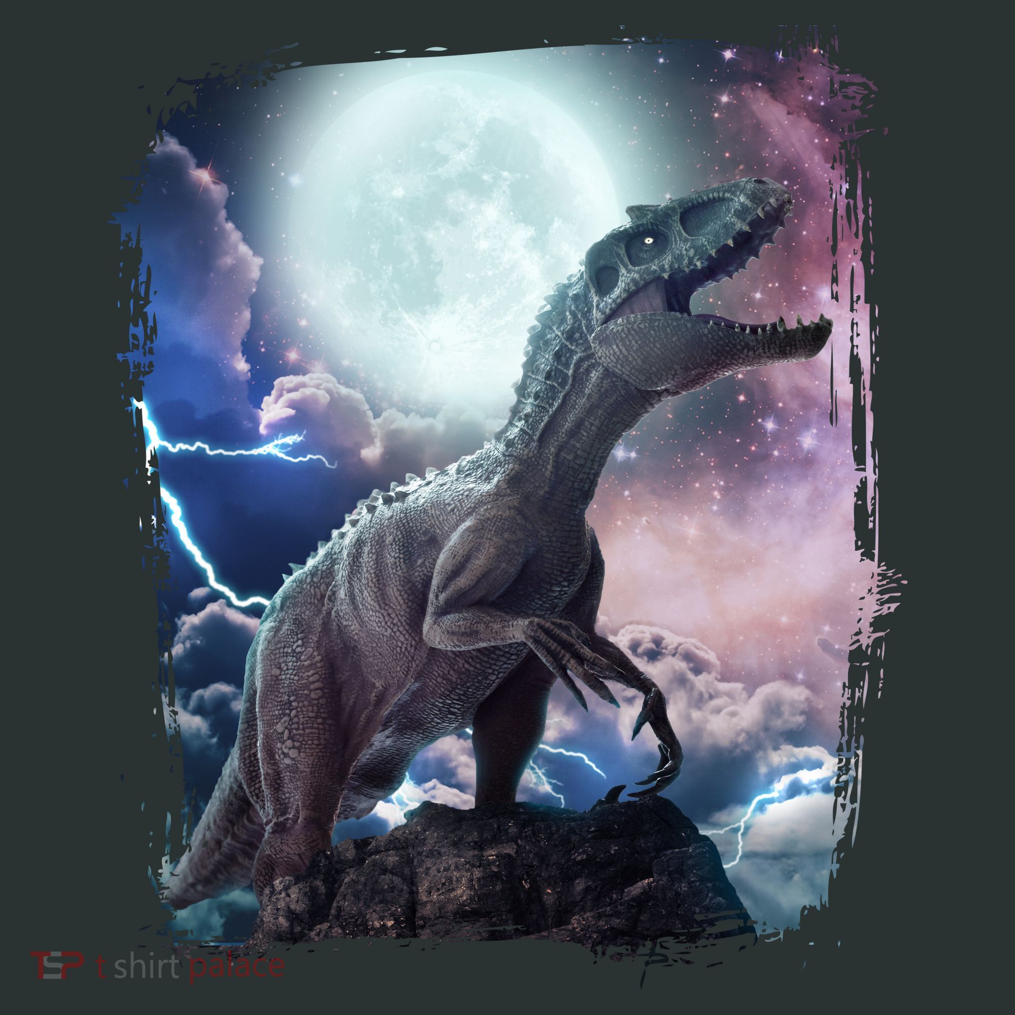 Lightning Moon Galaxy Trex Dinosaur Kids Sweatshirt
