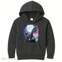 Lightning Moon Galaxy Trex Dinosaur Kids Hoodie thumb 0