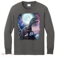Lightning Moon Galaxy Trex Dinosaur Kids Long Sleeve Shirt thumb 0