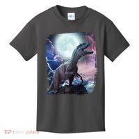Lightning Moon Galaxy Trex Dinosaur Kids T-Shirt thumb 0