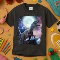 Lightning Moon Galaxy Trex Dinosaur Kids T-Shirt thumb 3