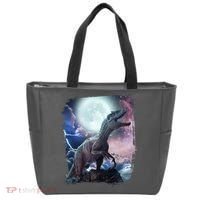 Lightning Moon Galaxy Trex Dinosaur Tote Bag thumb 0
